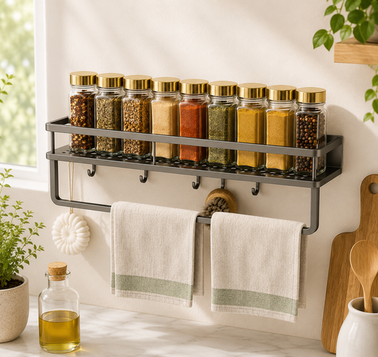 Large Wall Mounted Spice Rack, Wall Hanging Spice Rack, Space Saving Spice Rack, Spice Shelf for Wall, Kitchen Organizer