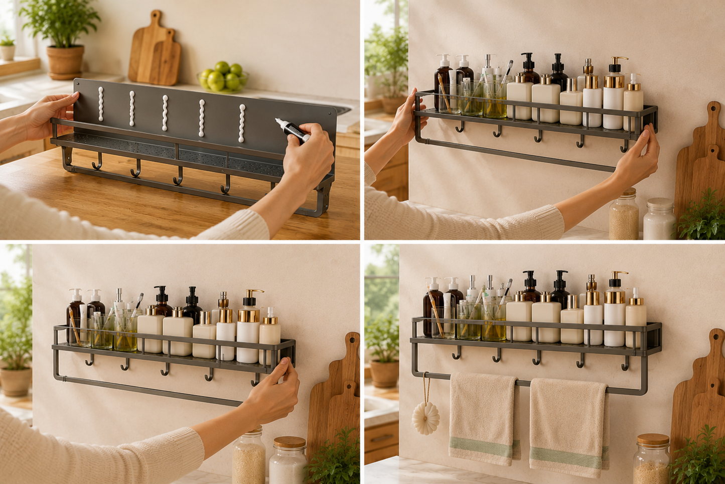 Large Wall Mounted Spice Rack, Wall Hanging Spice Rack, Space Saving Spice Rack, Spice Shelf for Wall, Kitchen Organizer