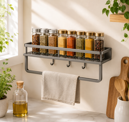 Large Wall Mounted Spice Rack, Wall Hanging Spice Rack, Space Saving Spice Rack, Spice Shelf for Wall, Kitchen Organizer