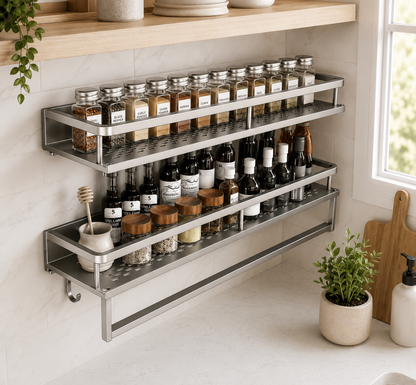 Wall Mountable Spice Rack – Wall Mounted Kitchen Spice Rack Storage for Pantry, Herbs & Seasonings