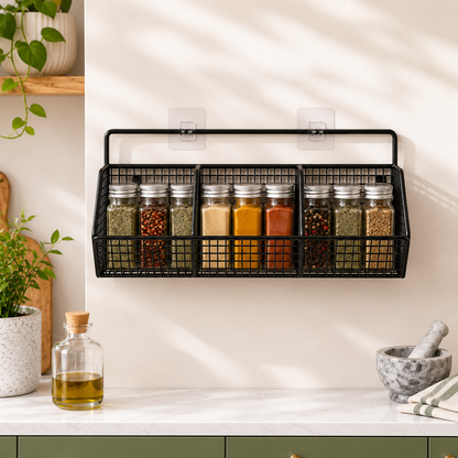 Wall Mountable Spice Rack, Wall Spice Rack Organizer, Spice Shelf for Wall, Kitchen Storage Rack