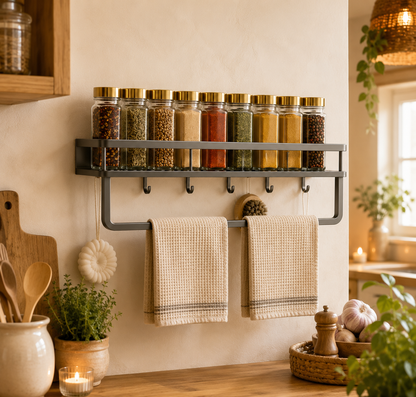 Large Wall Mounted Spice Rack, Wall Hanging Spice Rack, Space Saving Spice Rack, Spice Shelf for Wall, Kitchen Organizer