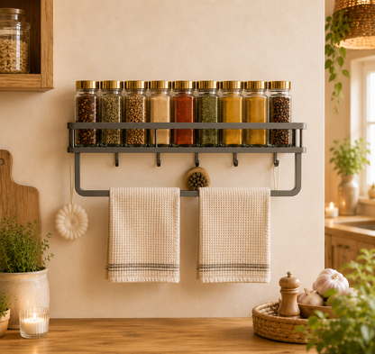 Large Wall Mounted Spice Rack, Wall Hanging Spice Rack, Space Saving Spice Rack, Spice Shelf for Wall, Kitchen Organizer