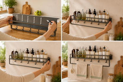 Large Wall Mounted Spice Rack, Wall Hanging Spice Rack, Space Saving Spice Rack, Spice Shelf for Wall, Kitchen Organizer