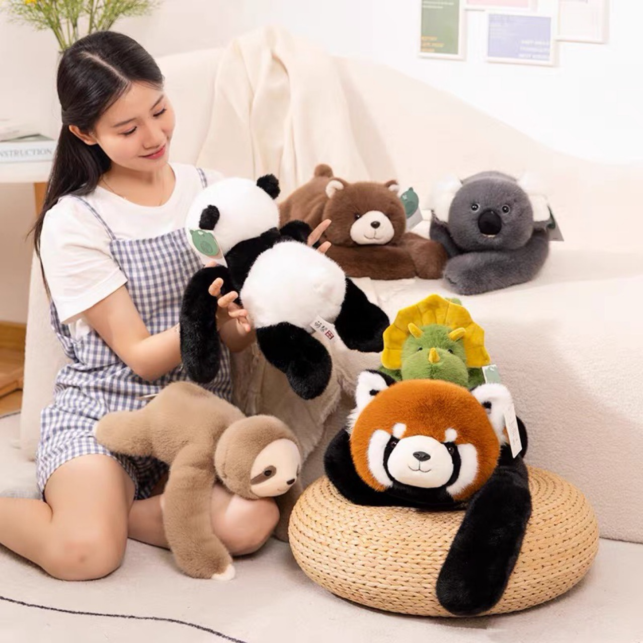 Panda, Koala, Faultier, Dinosaurier, Bär & kleiner Panda Plüschpuppen-Geschenk – weiches Stofftier für Kinder
